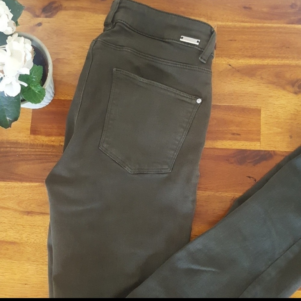Zara Skinny Jeans Green Midrise Army Green